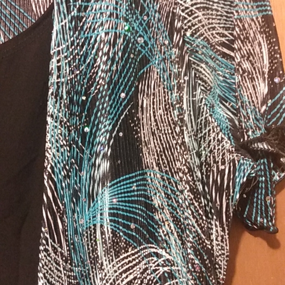 Essentials Size 1X Sparklee Mini Accordion Pleat Disco Wedding Party Top Blouse - Picture 7 of 12